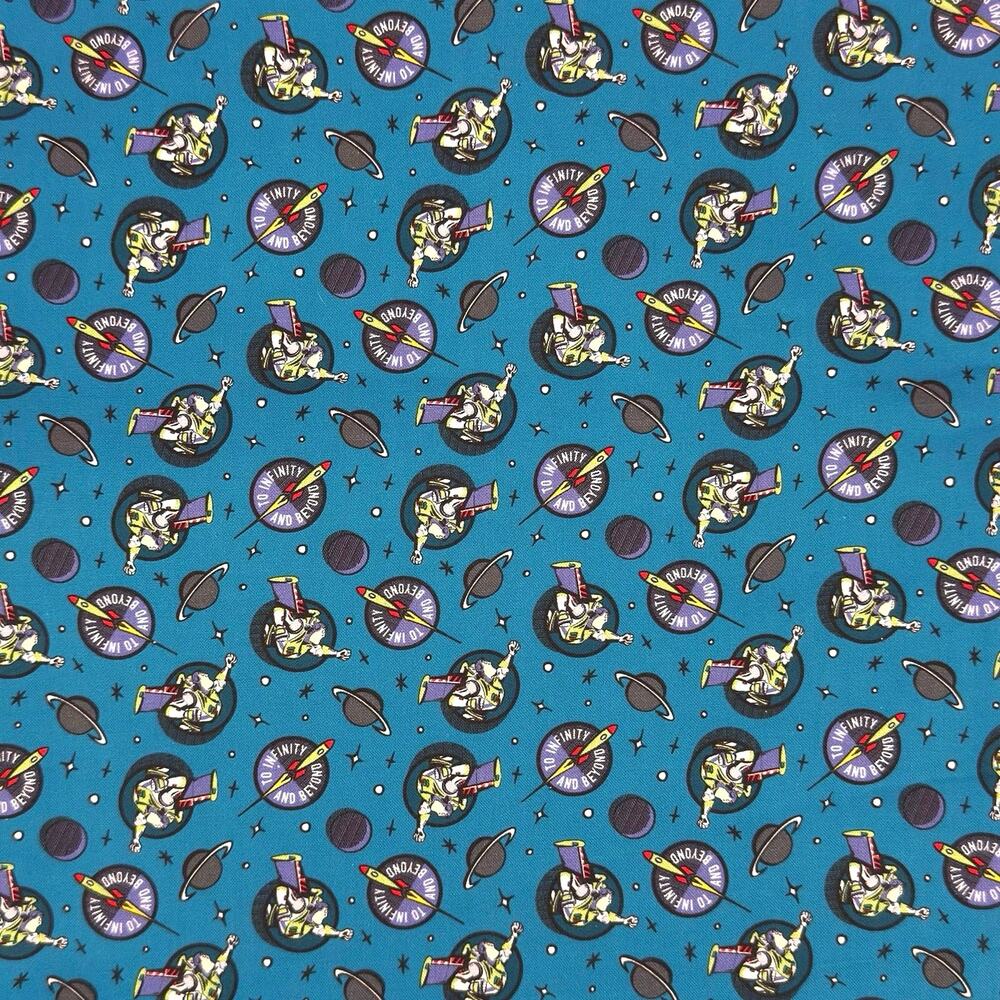 Disney Buzz Lightyear Small Badge Planet Toy Story Cotton Fabric - 1/2 Yard